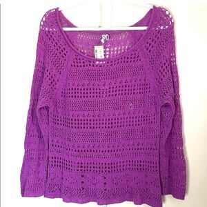 NWT Open Knit Purple Sweater